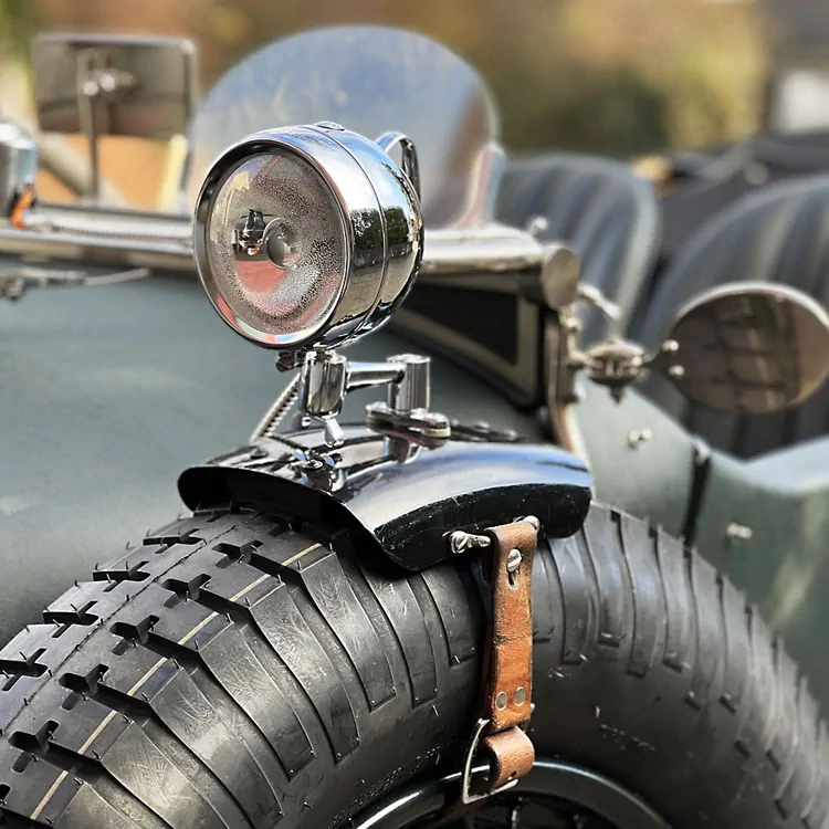 Spare Wheel mounted search light on a vintage Bentley car